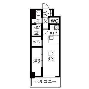 メイクスアート浄心(1LDK/4階)の間取り写真