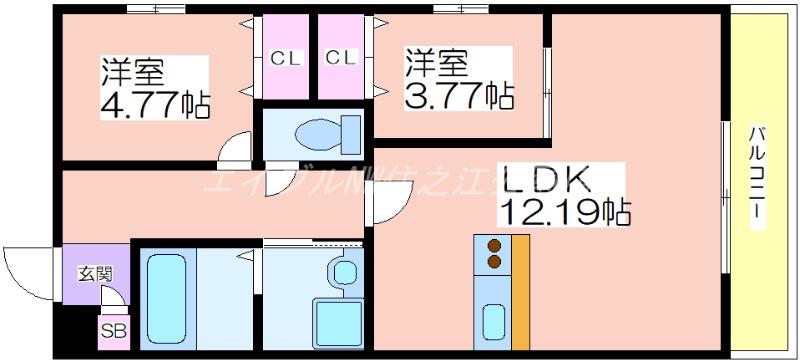 GRACE SHOEI(2LDK/4階)の間取り写真