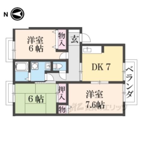 ヴィレッジ海印A(3DK/1階)の間取り写真
