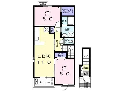 グローヴIV(2LDK/2階)の間取り写真