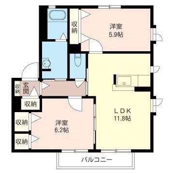 清水ハイムβ(2LDK/1階)の間取り写真