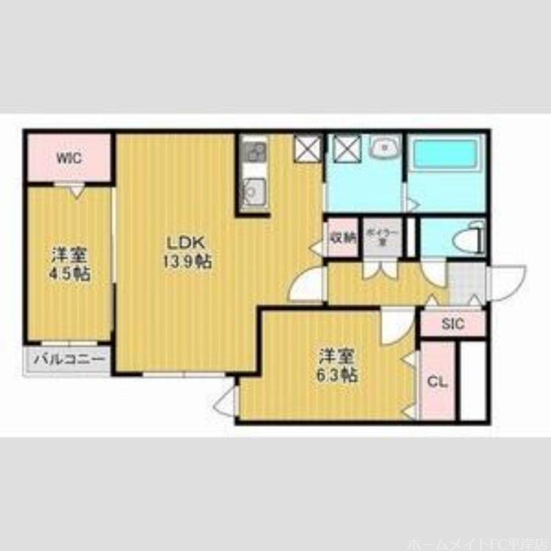 平岸5-13(2LDK/4階)の間取り写真