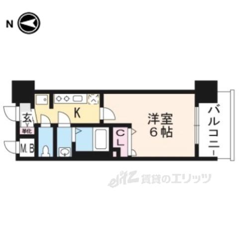 ヴィラ七条西洞院(1K/4階)の間取り写真
