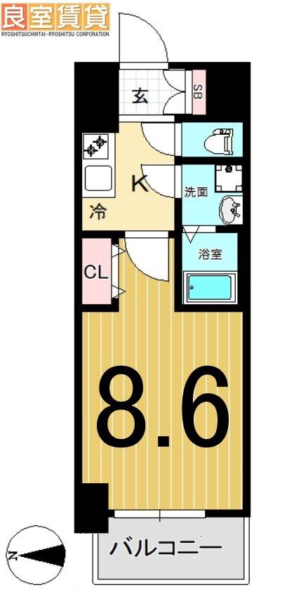 S-RESIDENCE金山ウエスト(1K/3階)の間取り写真