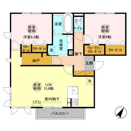 ヴァレンティーナ E(2LDK/2階)の間取り写真