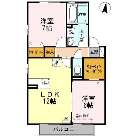 グラン・リーオA・B・C・D(2LDK/2階)の間取り写真