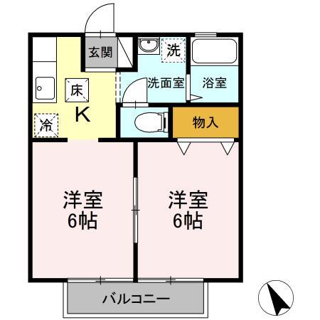 プレミール(2K/1階)の間取り写真