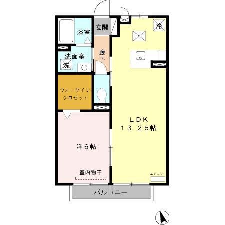 ヴァンコートV(1LDK/1階)の間取り写真