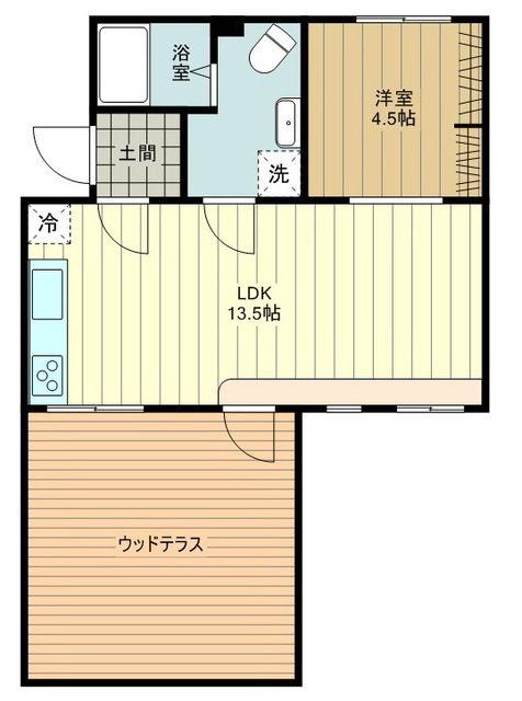 AURA243多摩平の森(1LDK/1階)の間取り写真