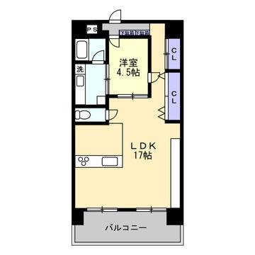 第6鶴丸ハイツ中央(1LDK/2階)の間取り写真