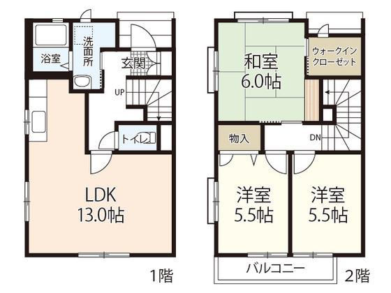 ツインハイツ(3LDK/1階)の間取り写真