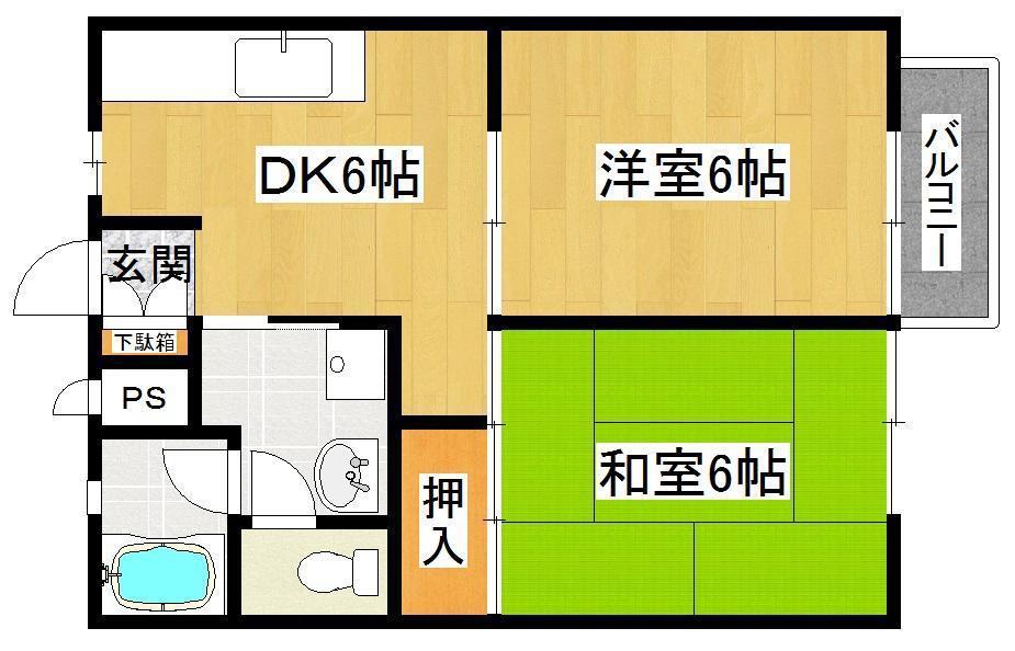 KLC曽根ハイツ(2DK/2階)の間取り写真