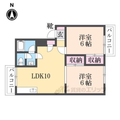中川ハイツ(2LDK/2階)の間取り写真