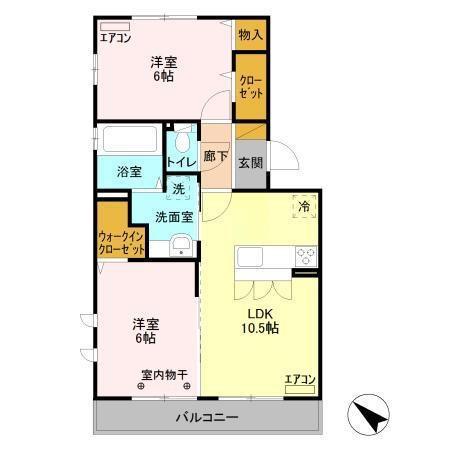 シャルマンドミール(2LDK/3階)の間取り写真