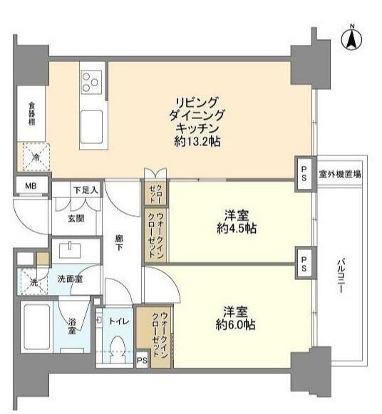 グランドメゾン三鷹フロントレジデンス(2LDK/10階)の間取り写真