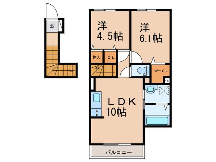 REVEUR CONSTELLATION I番館(2LDK/2階)の間取り写真