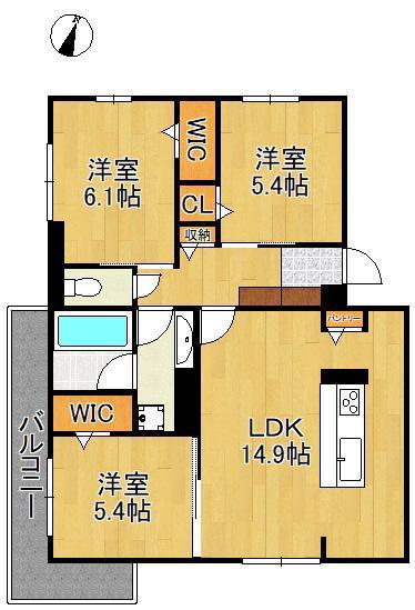 TORISIA相生町(3LDK/3階)の間取り写真