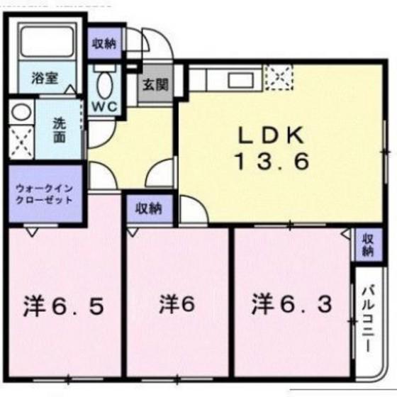 ジェルメ吉川町(3LDK/1階)の間取り写真