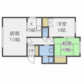 リバーストーン篠路(2LDK/1階)の間取り写真