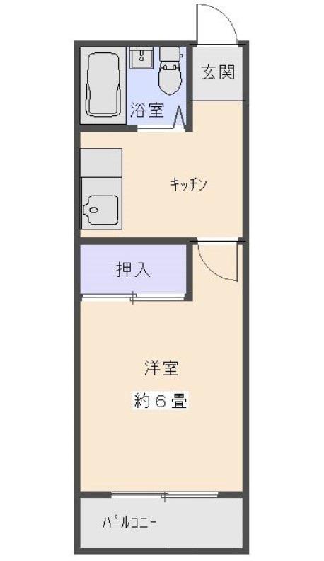 グリーンフィールド(1K/2階)の間取り写真