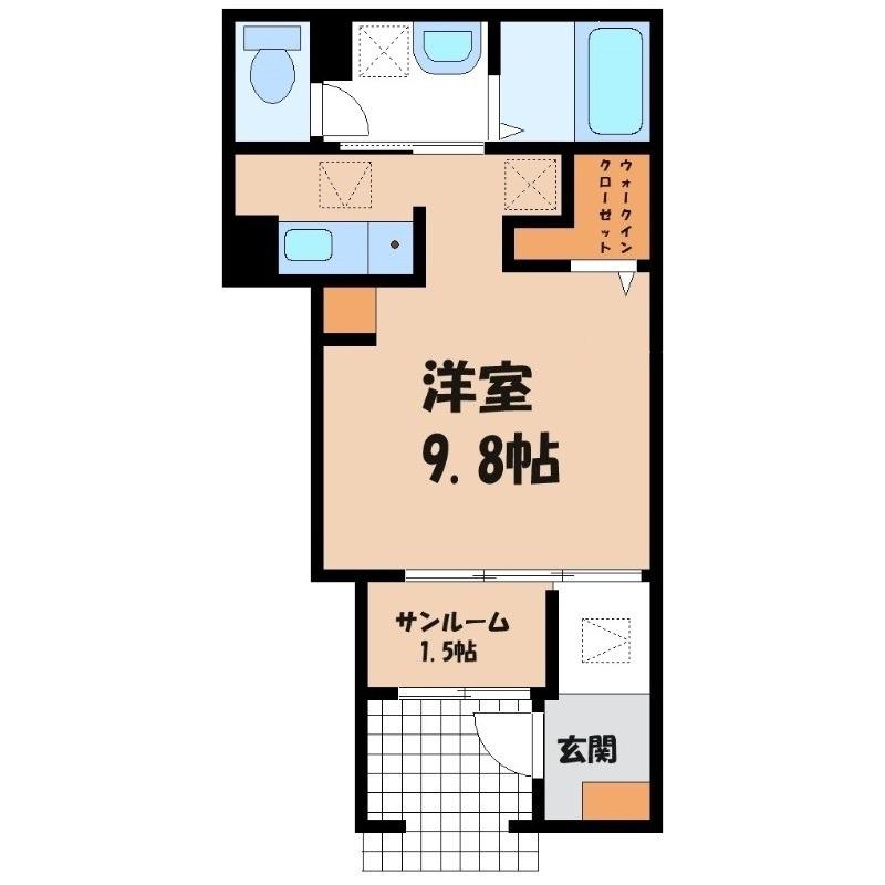 東武小泉線 西小泉駅 徒歩34分 2階建 築1年(ワンルーム/1階)の間取り写真