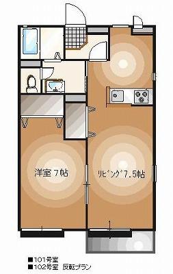 ハイツフローラ(1LDK/1階)の間取り写真