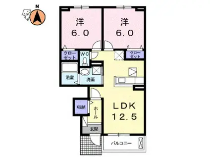 クラールプレディエA(2LDK/1階)の間取り写真