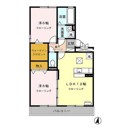 プレミールS(2LDK/1階)の間取り写真