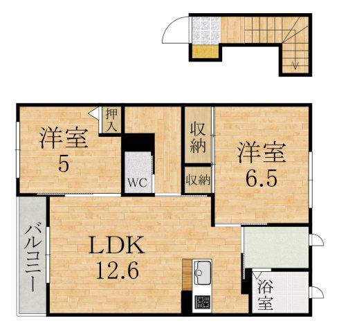 フェリーチェC(2LDK/2階)の間取り写真