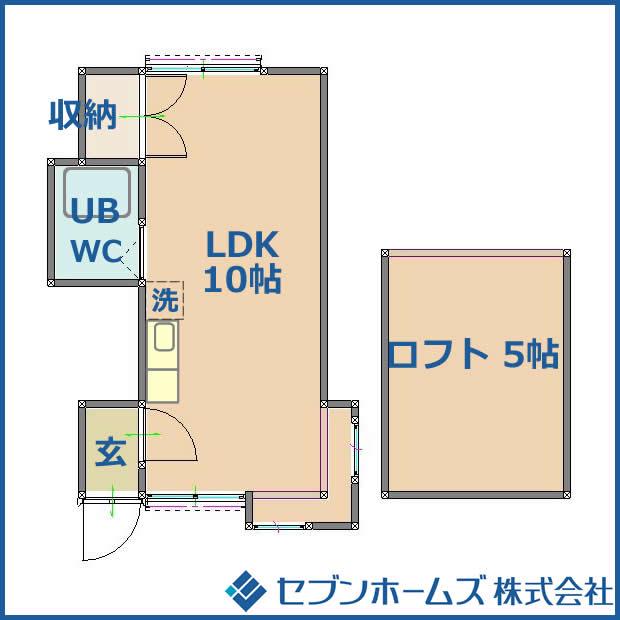 セゾンA(1SDK/2階)の間取り写真