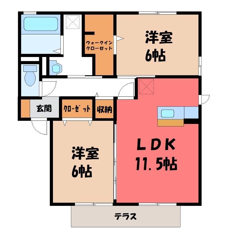 エスペランサB(2LDK/1階)の間取り写真