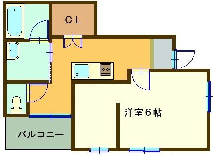 エクレール(1K/1階)の間取り写真