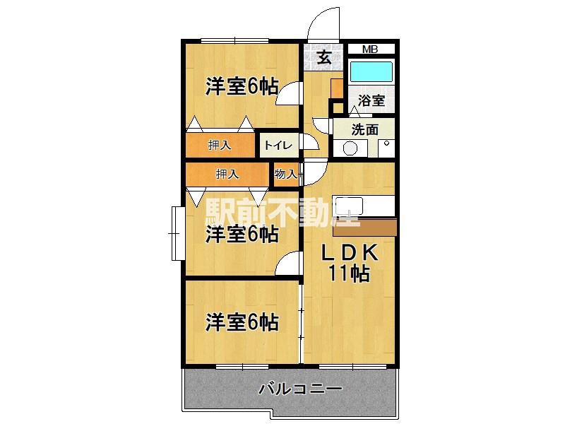 センチュリー中央(3LDK/4階)の間取り写真