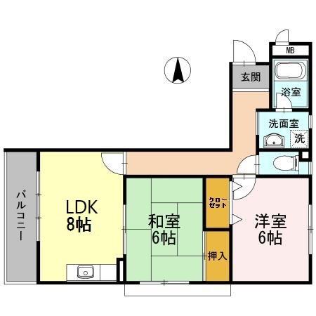 ファミリーハイツ蒲生(2LDK/3階)の間取り写真