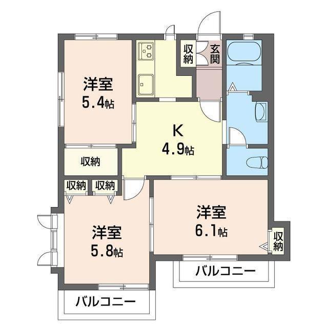 ボヌール夏山(3DK/2階)の間取り写真