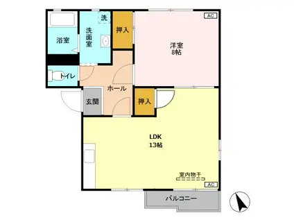 エレガンスコーポヤマニA202(1LDK/2階)の間取り写真