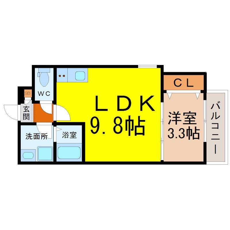 エステイトN名古屋星崎(1LDK/3階)の間取り写真
