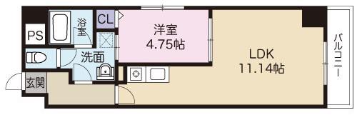 サウスコート(1LDK/10階)の間取り写真