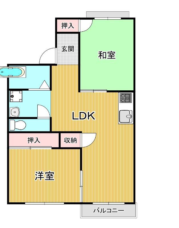 パークハイツ加太(2LDK/2階)の間取り写真