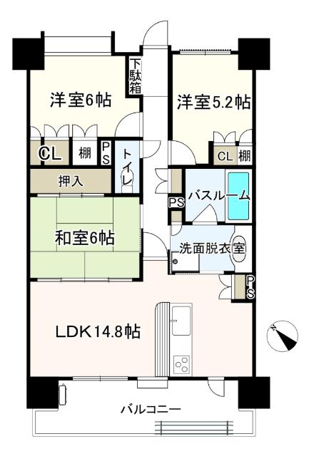 サーパス保戸野すわ町(3LDK/10階)の間取り写真