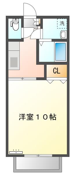 ハートIII(1K/2階)の間取り写真