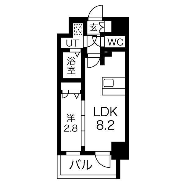 ファステート難波ヴィラント(1LDK/9階)の間取り写真