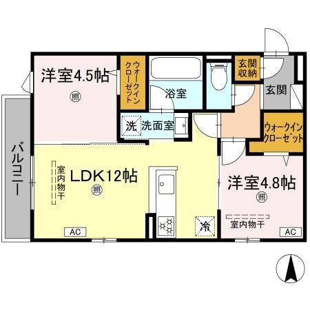 CAMPANELLA山本(2LDK/2階)の間取り写真