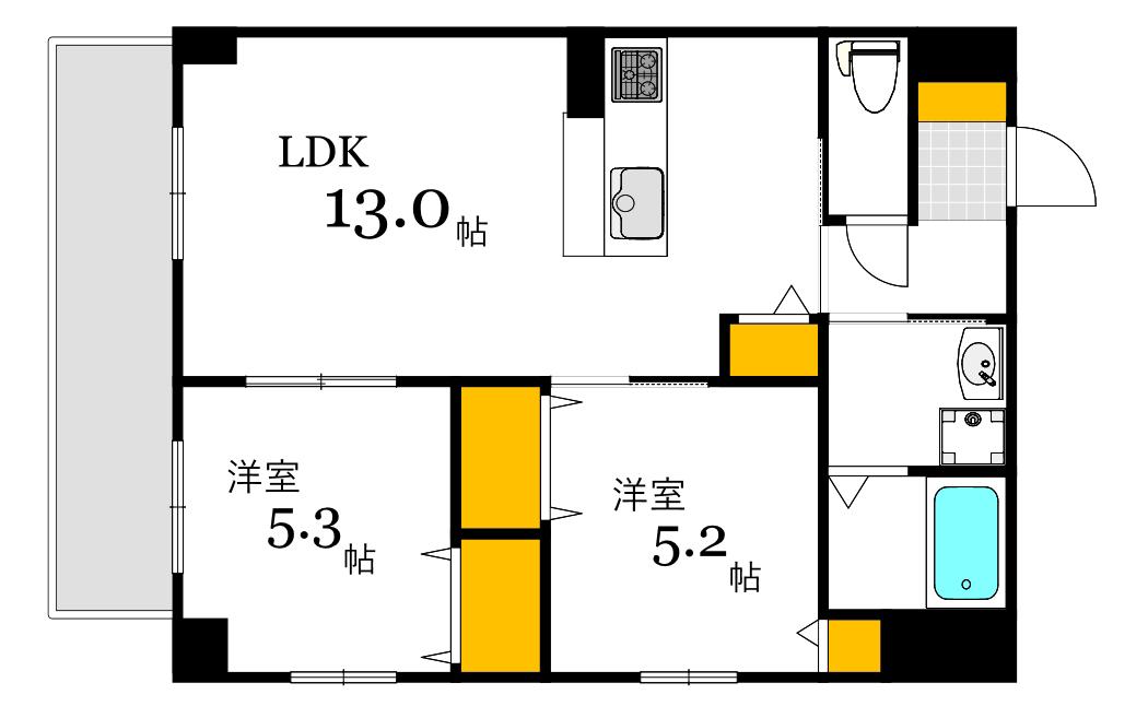 SK舟入(2LDK/8階)の間取り写真