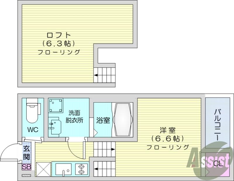 CLAIR福住(1K/1階)の間取り写真