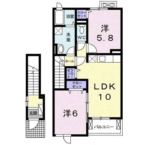 フレ・セゾン(2LDK/2階)の間取り写真