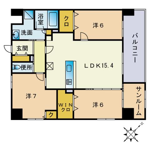 A-STYLE 六本松(3LDK/8階)の間取り写真
