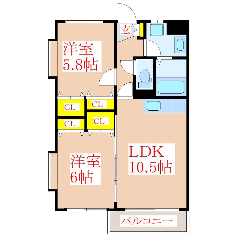 IBS国分マンション(2LDK/6階)の間取り写真