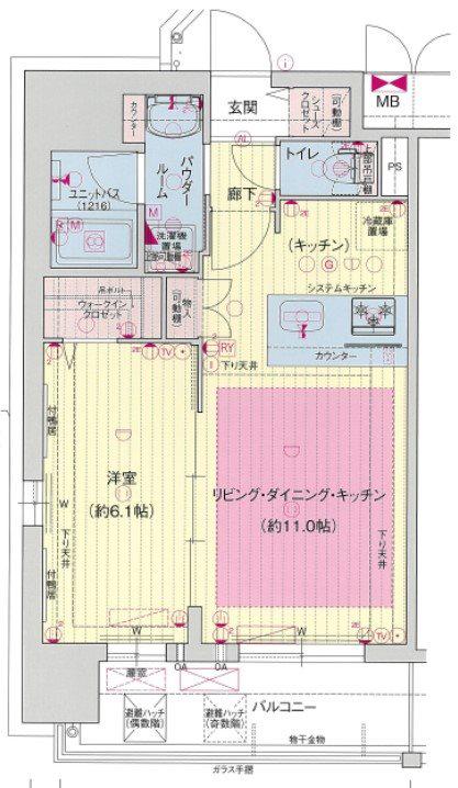 プレサンス名古屋STATIONルミアス(1LDK/6階)の間取り写真