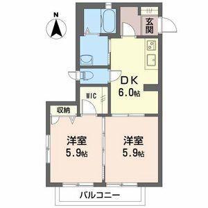 レインボーユウ(2DK/1階)の間取り写真